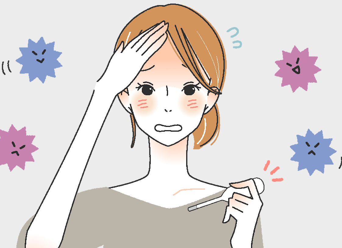熱を出す女性