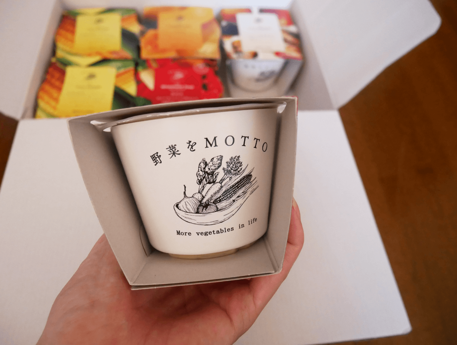 野菜をMOTTOのカップスープ