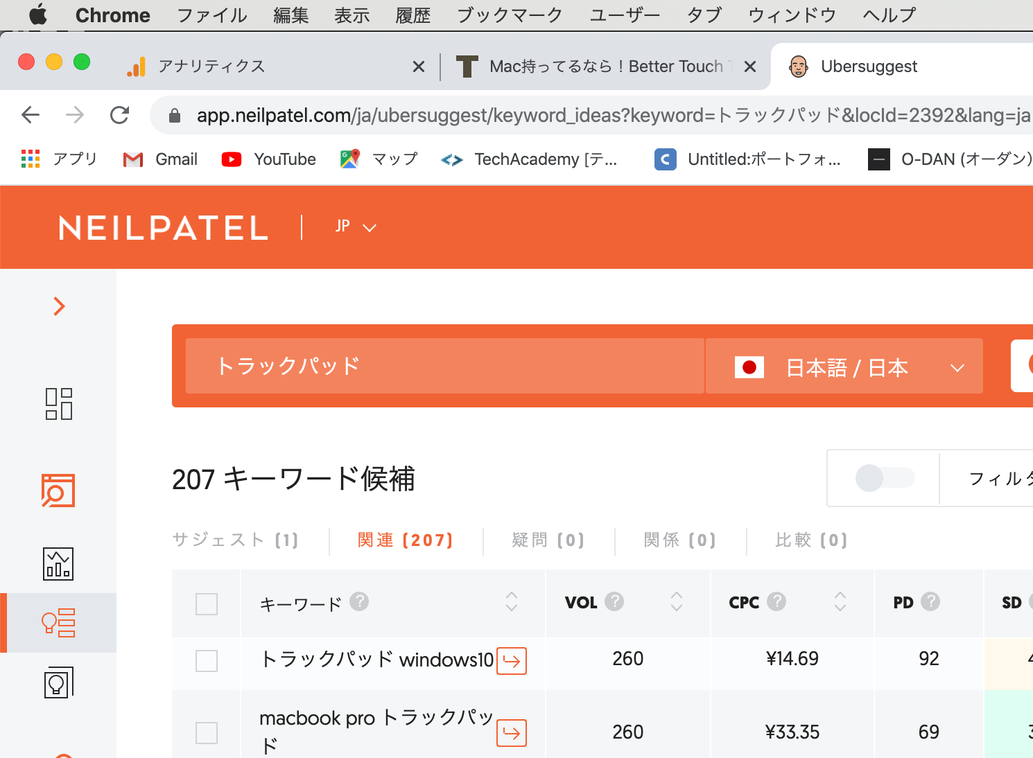 タブを切り替える